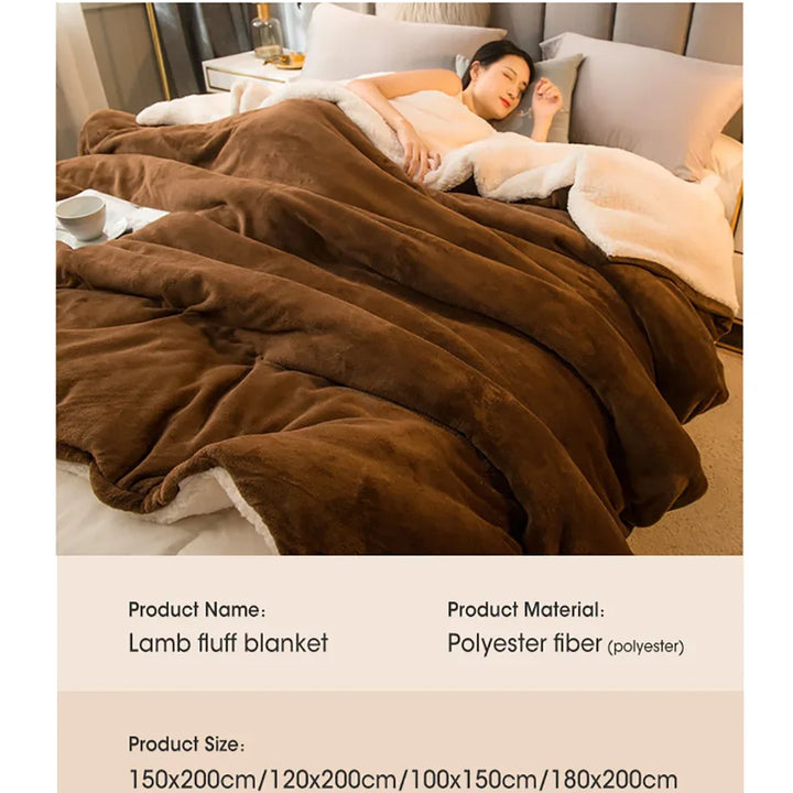 Wool Throw Blanket Keep Warm Winter Bed Blankets Double Sided Queen