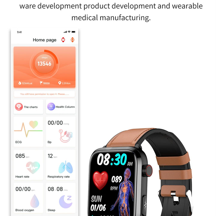 2024New AI Medical Diagnosis Blood Lipids Uric Acid Blood Glucose Smart Watch Men