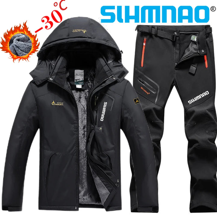 New Winter Fishing Suit Men's Fisherman Fishing Jacket Long Pants Thick, Warm, Waterproof,