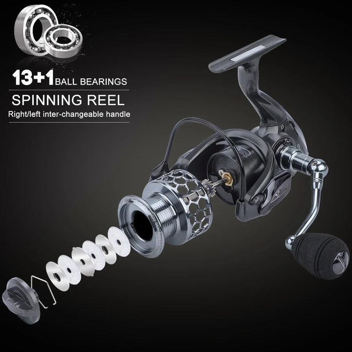 Sougayilang Fishing Rod and Reel Combo Telescopic Fishing Rod Spinning Reel Max Drag 20Kg