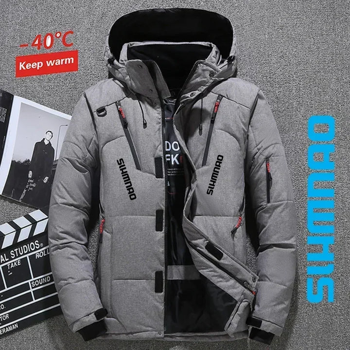 Men's Goose Down Jacket and Tactical Pants, Winter Fishing Suit, Warm, Snow Skiing