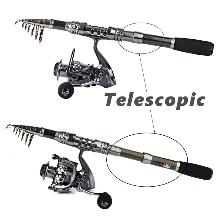 Sougayilang Fishing Rod and Reel Combo Telescopic Fishing Rod Spinning Reel Max Drag 20Kg