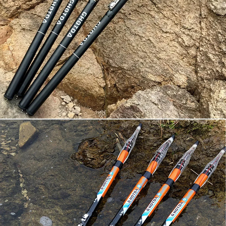 2.7M 3.6M 4.5M 5.4M 6.3M Carbon Telescopic Rock Fishing Rod Tough M Power Telescopic