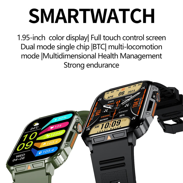 2024 New 1.95 Outdoor Military Man Smart Watch Men Bluetooth Call Smartwatch