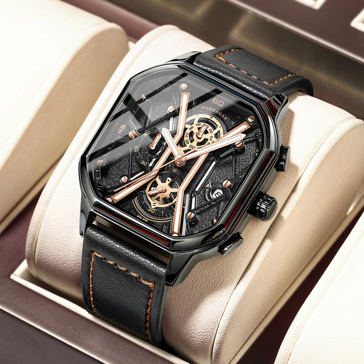 POEDAGAR Fashion Men Wristwatches Luxury Chronograph Luminous