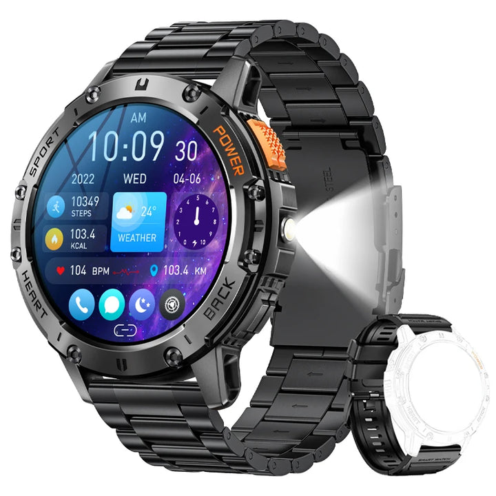 For Huawei Xiaomi New AMOLED Smart Watch Men with Flashlight Sports