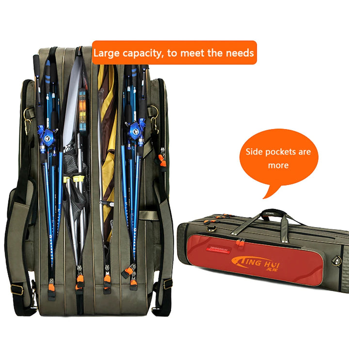 NON-foldable Multifunctional Large Capacity Fishing Rod Bag 2-4 Layer 80-130CM Water