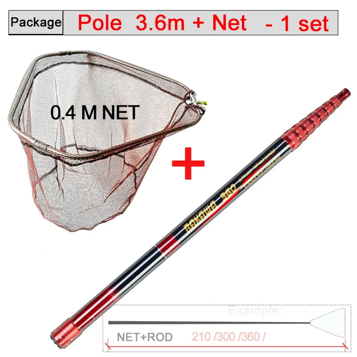 JOSBY New Foldable Fishing Net Fish Landing Net Collapsible Telescopic Pole 2.1M 3.0M 3.6M