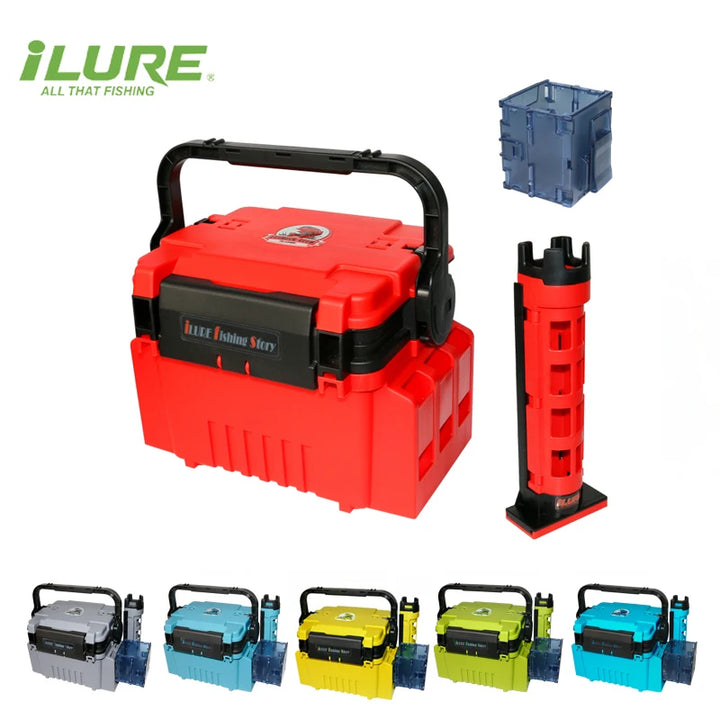 ILURE Fishing Tackle Box Big Fishing Tool Box Multifunction Stand Rod Holder Cup Holder