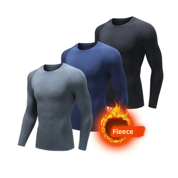 Men Undershirts Men's Winter Thermal Underwear Thin Fleece Elastic Compression Fitness For Winter Sports First Layer Wear