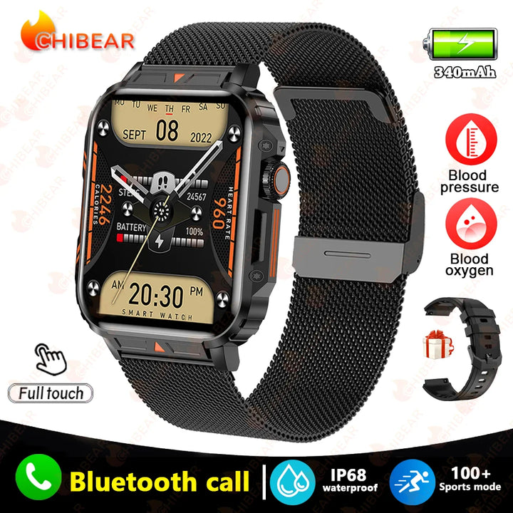 2024 New 1.95 Outdoor Military Man Smart Watch Men Bluetooth Call Smartwatch