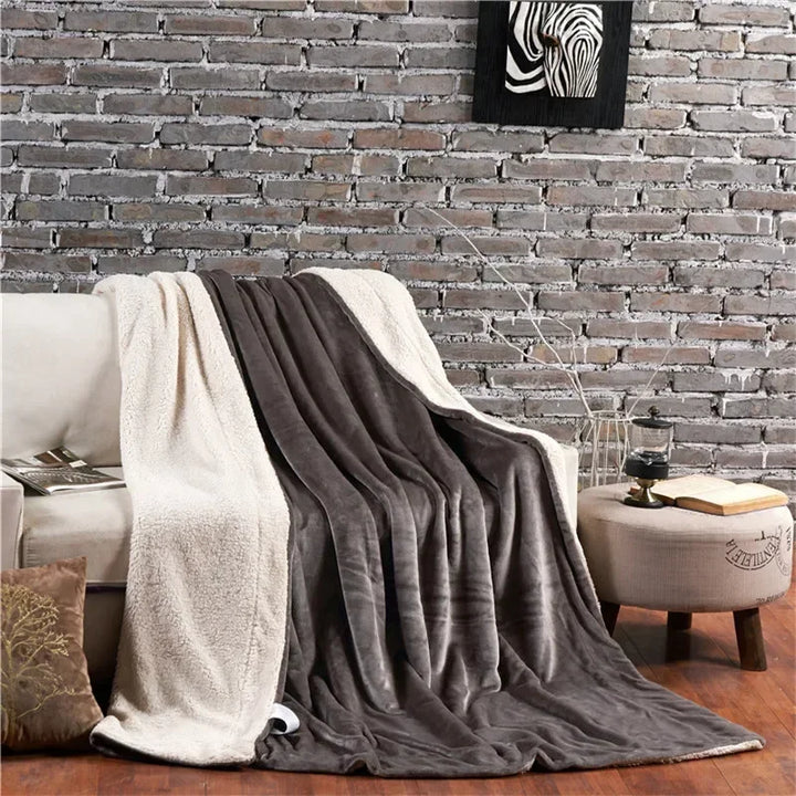 Wool Throw Blanket Keep Warm Winter Bed Blankets Double Sided Queen