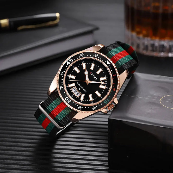 New fashionable men's nylon strap calendar watch, luxurious and simple business men's and women's