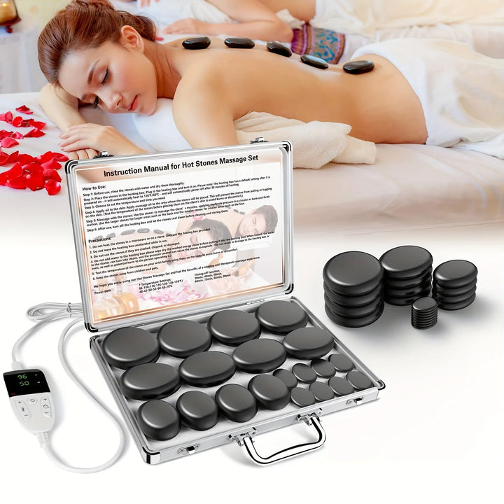 Hot Stone Massage Set with Temperature Adjustment ,Professional Spa Massage