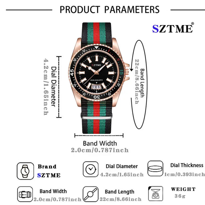 New fashionable men's nylon strap calendar watch, luxurious and simple business men's and women's