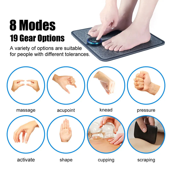 Tens Foot Massager Mat Electric EMS Portable Foldable Pad Relief Pain Reflexology