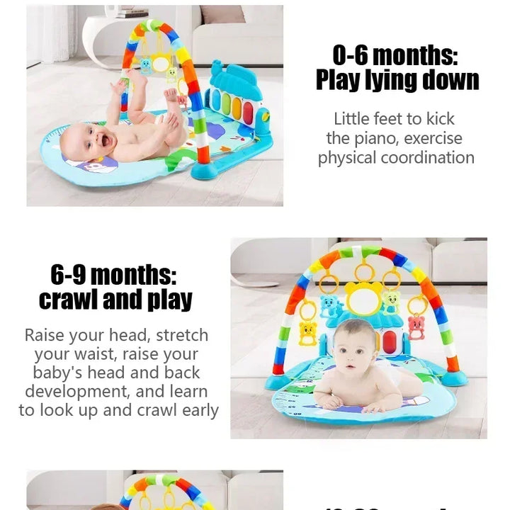 Baby Fitness Stand Music Play Gym Activity Toys Newborn Piano Crawling Blanket