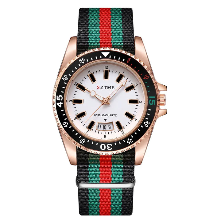 New fashionable men's nylon strap calendar watch, luxurious and simple business men's and women's