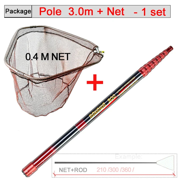 JOSBY New Foldable Fishing Net Fish Landing Net Collapsible Telescopic Pole 2.1M 3.0M 3.6M