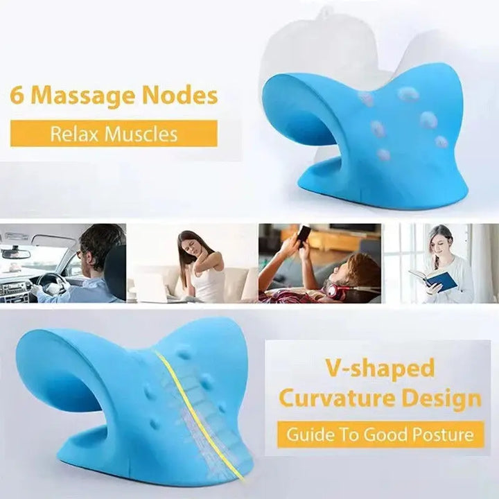 Neck and Shoulder Relaxer Corrector Vertebra Massager Cloud Pillow Cervical Stretcher