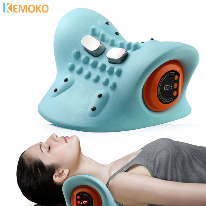 Electric Cervical Massager Neck Point Massage Pillow Heated Neck Stretcher Pain