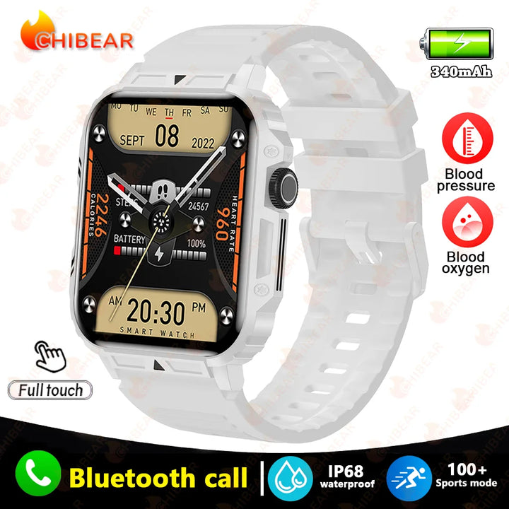 2024 New 1.95 Outdoor Military Man Smart Watch Men Bluetooth Call Smartwatch