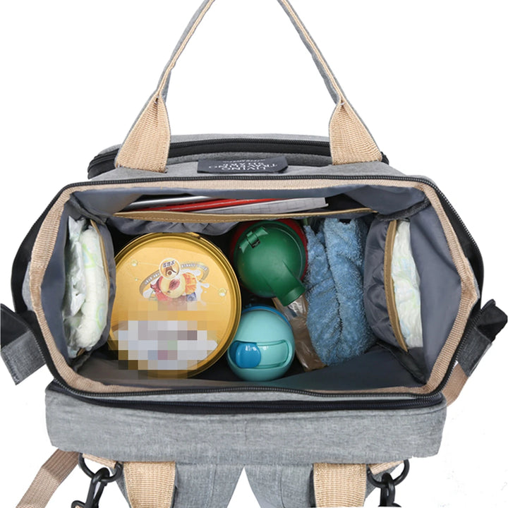 Foldable bed diaper bag with changing station insulated pocket and large capacity