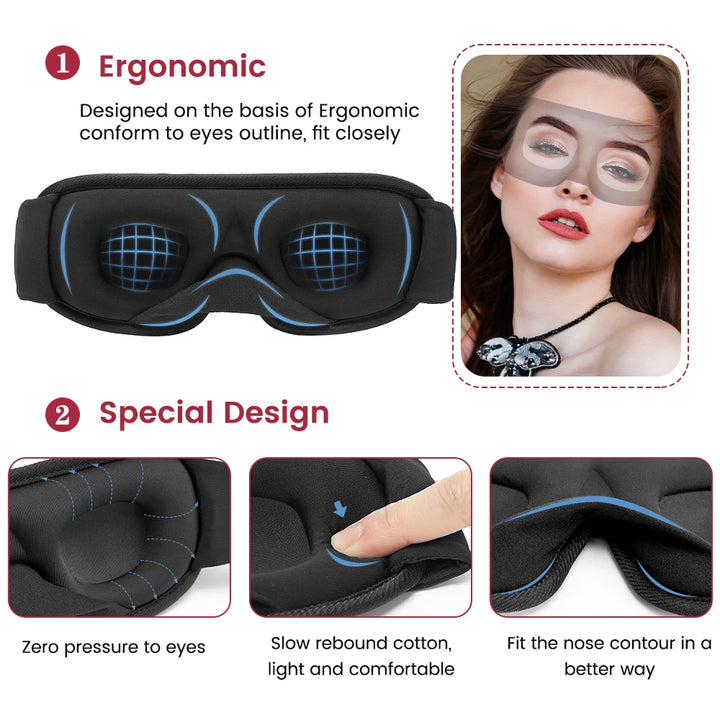 3D Sleeping Mask Block Out Light Sleep Mask For Eyes Soft Sleeping Aid