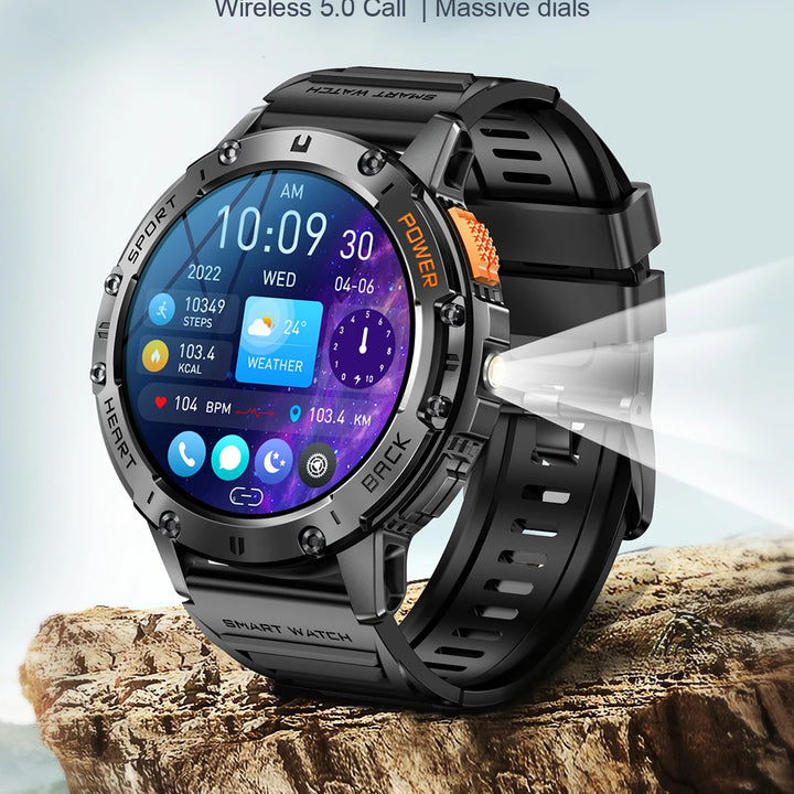 For Huawei Xiaomi New AMOLED Smart Watch Men with Flashlight Sports