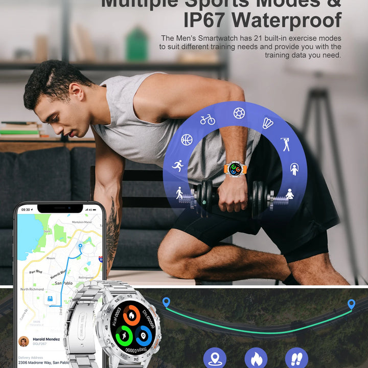 LIGE New1.39" Bluetooth Call Smart Watch Men Outdoor Sport Fitness