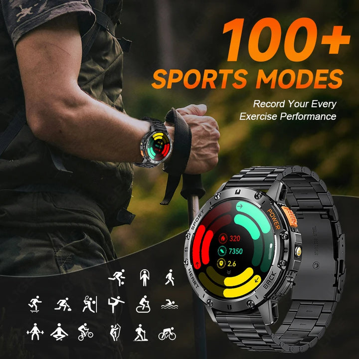 For Huawei Xiaomi New AMOLED Smart Watch Men with Flashlight Sports