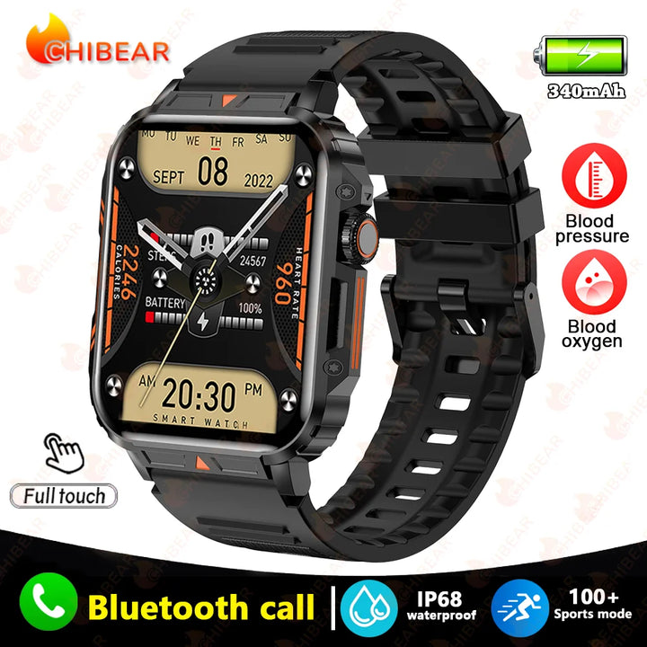 2024 New 1.95 Outdoor Military Man Smart Watch Men Bluetooth Call Smartwatch