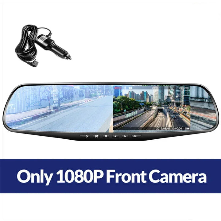 4.3 Inch Driving Recorder Car DVR Rearview Mirror Dual Lens Car Recorder 1080P IPS Front and Rear