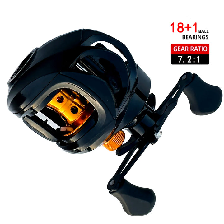 Baitcasting Fishing Reel 8KG Max Drag 7.2:1 High Speed Gear Ultralight 18+1Stainless