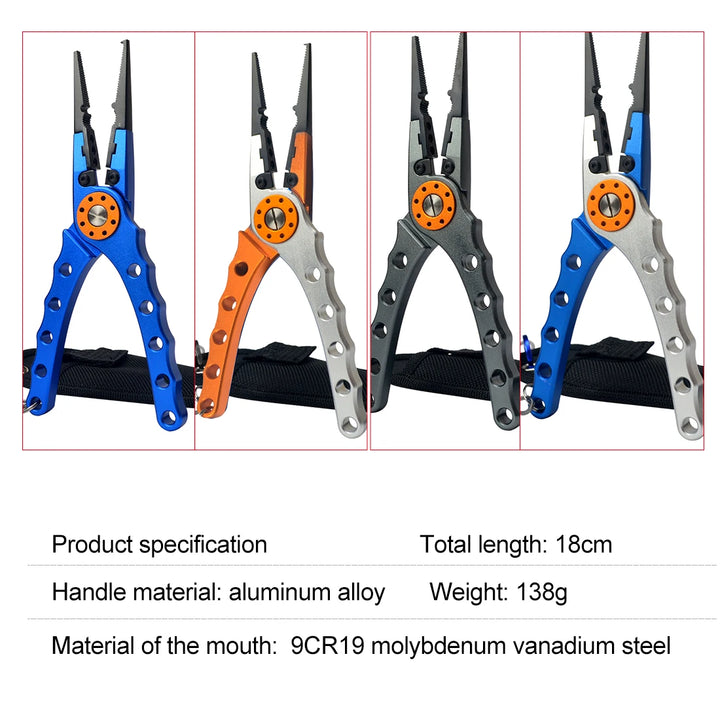 Fishing Pliers Line Cutter Multifunctional Knot Aluminum Alloy Scissors Hook Remover 150g