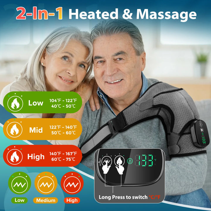 Electric Heating Shoulder Massage Pad, 3-speed Adjustable Heated Back Shoulder Brace