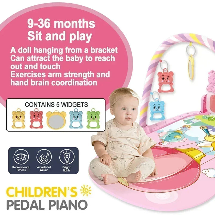 Baby Fitness Stand Music Play Gym Activity Toys Newborn Piano Crawling Blanket