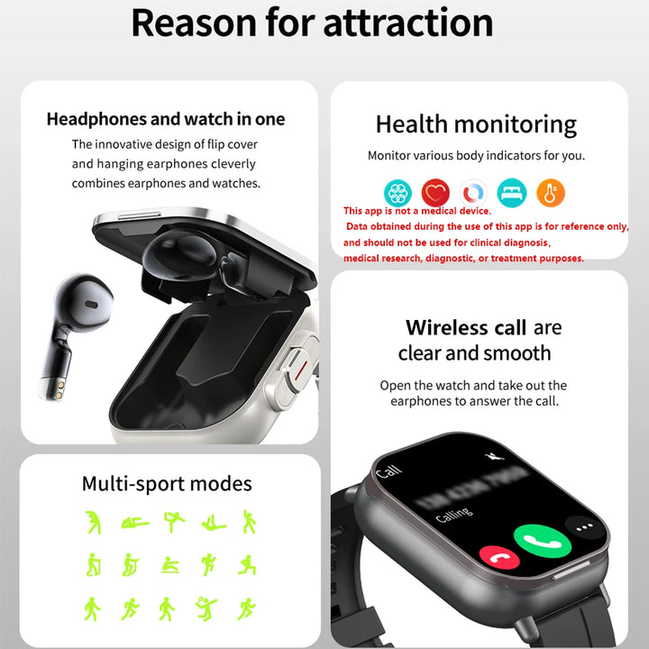 2024 NEW Headset Smart Watch TWS Two In One Wireless Bluetooth