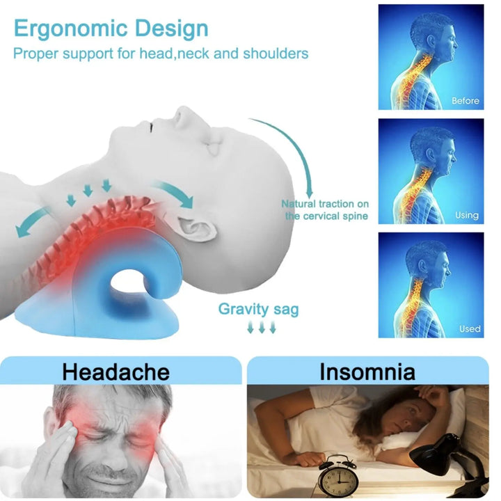 Neck and Shoulder Relaxer Corrector Vertebra Massager Cloud Pillow Cervical Stretcher