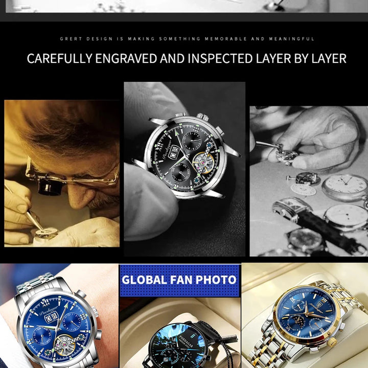 POEDAGAR Fashion Men Wristwatches Luxury Chronograph Luminous