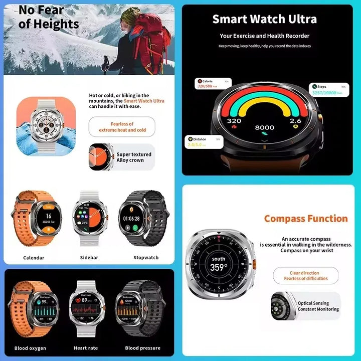 2024 New Galaxy Smart Watch 7 Ultra Men AMOLED Screen Multi-Function Sports Fitness