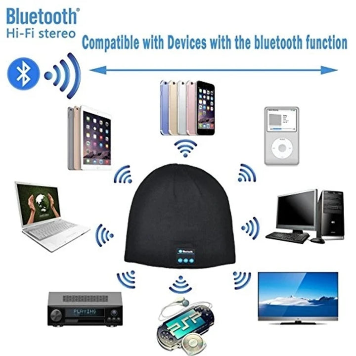 Bluetooth Headphone Wireless Smart Cap Headset Warm Beanie Speaker