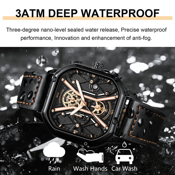 POEDAGAR Fashion Men Wristwatches Luxury Chronograph Luminous