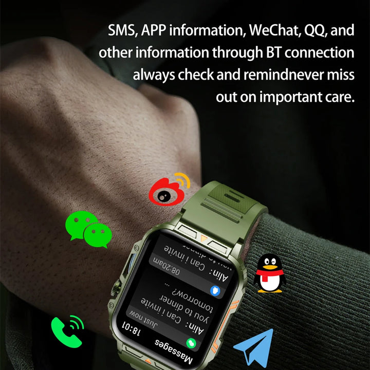 2024 New 1.95 Outdoor Military Man Smart Watch Men Bluetooth Call Smartwatch