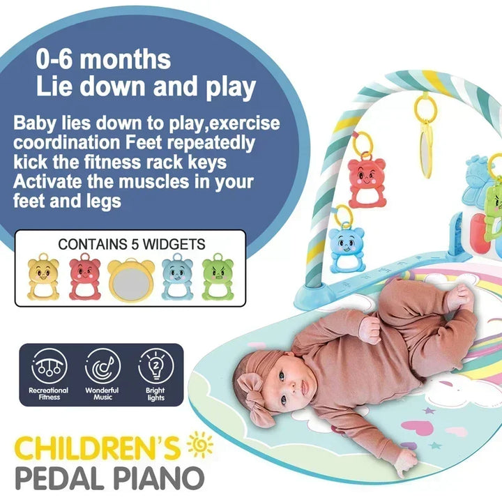 Baby Fitness Stand Music Play Gym Activity Toys Newborn Piano Crawling Blanket