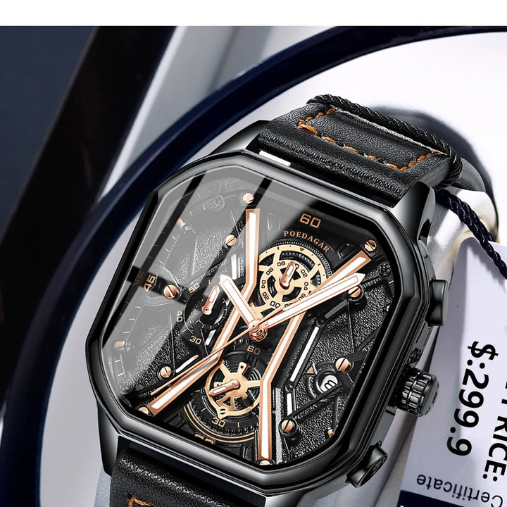 POEDAGAR Fashion Men Wristwatches Luxury Chronograph Luminous