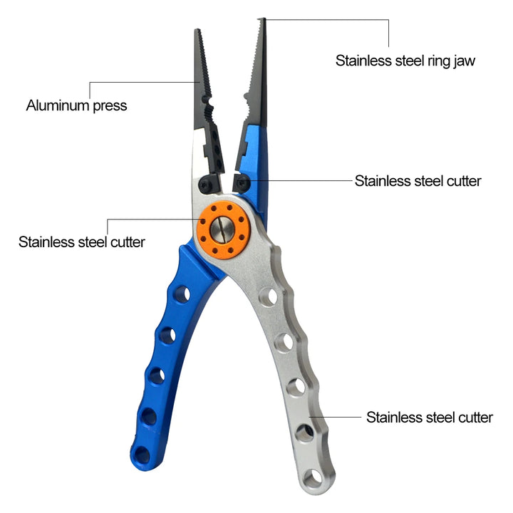 Fishing Pliers Line Cutter Multifunctional Knot Aluminum Alloy Scissors Hook Remover 150g