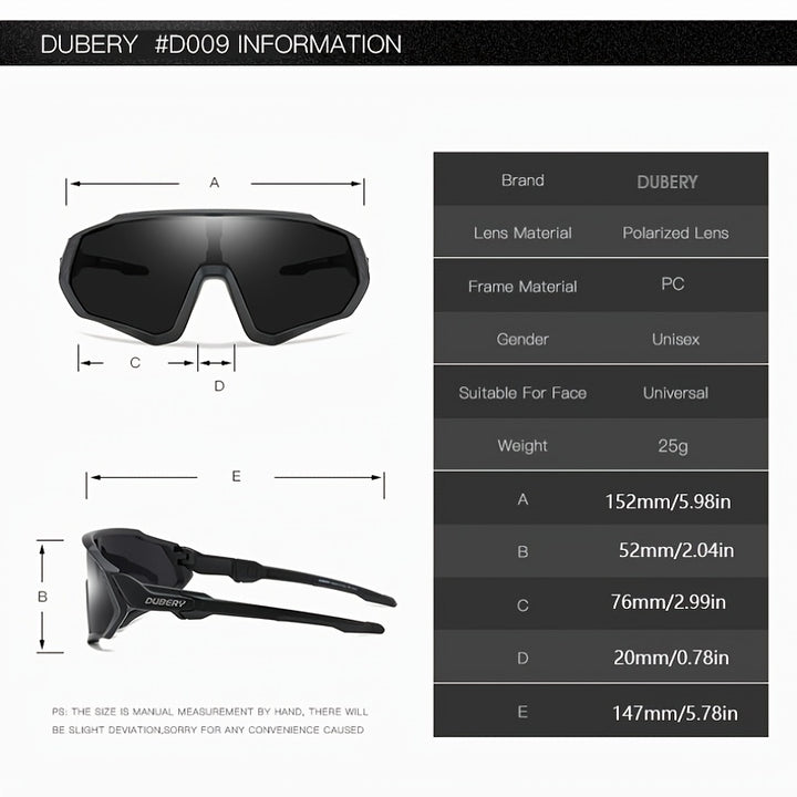 DUBERY, One-piece Polarized Fashion Glasses Unisex